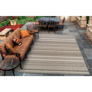 Recife Gazebo Stripe Champagne-Taupe 4 ft. x 5 ft. Indoor/Outdoor Area Rug