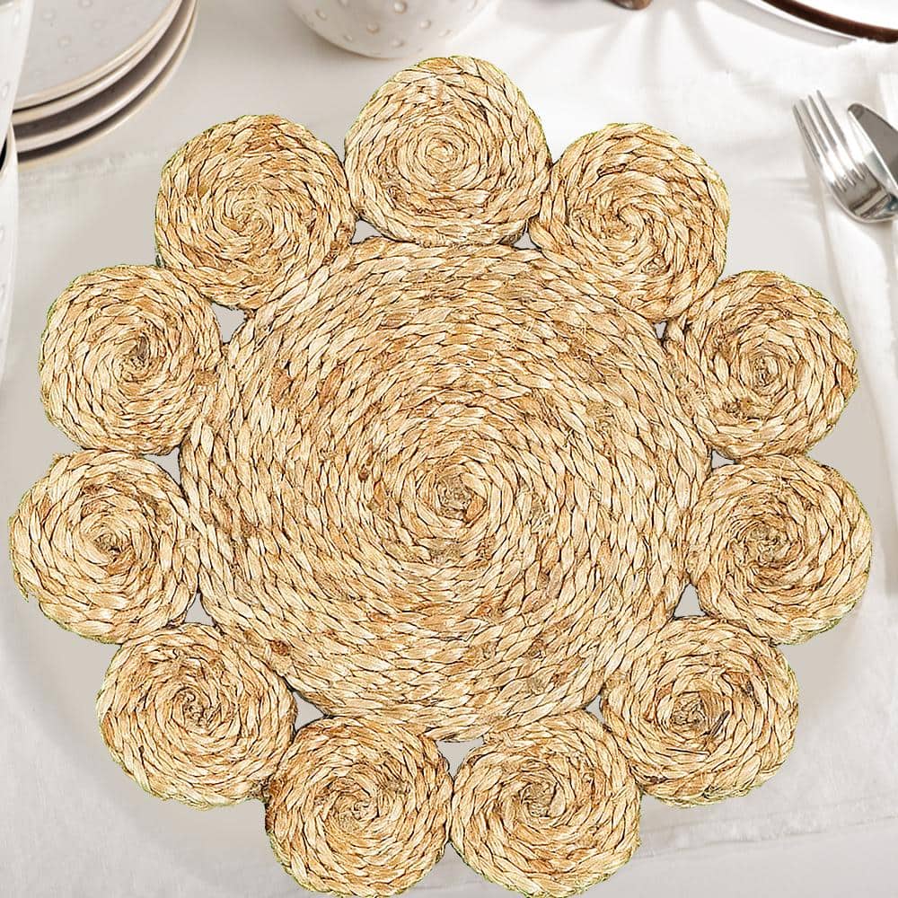Round Placemat for Dining Table Non Slip Easy Care Vinyl Placemats Set of 6  Pcs 15 Inch Ideas Gift for Holiday 