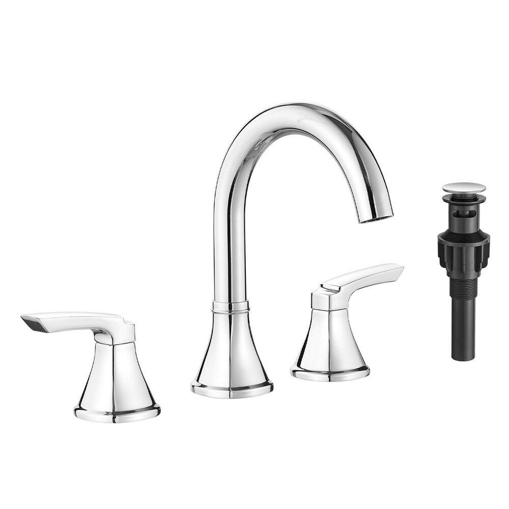 8 in. Widespread Deck Mount Stream 1.8 GPM Double Handle Bathroom Sink Faucet with Pop-up Drain in Chrome price history on PriceWatchPro