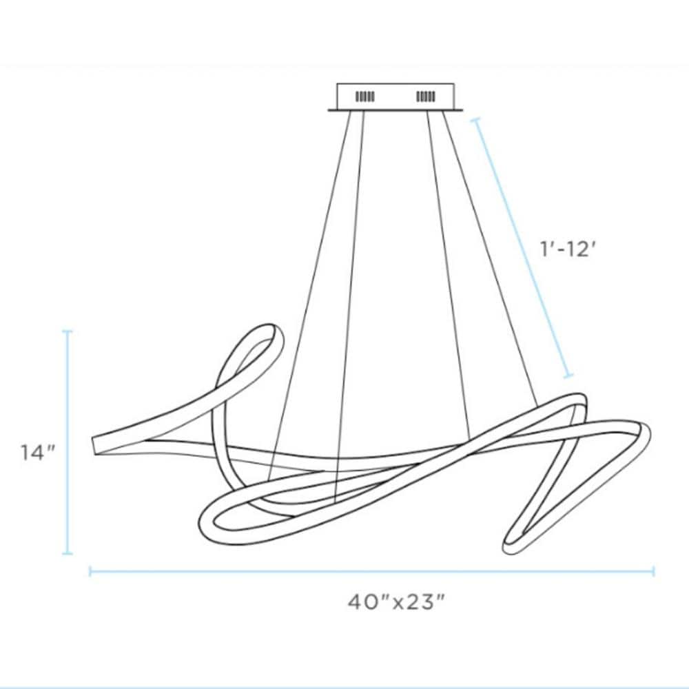 Elegant Curvy Black Aluminum LED Chandelier with Silica Strip