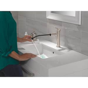 Nicoli Pull-Down Spout Single Handle Single Hole Bathroom Faucet Drain Kit Included in Stainless