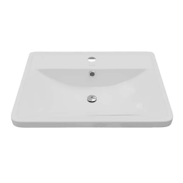 Valera 20 in. Top Mount Vitreous China Bathroom Sink in White with Overflow Drain