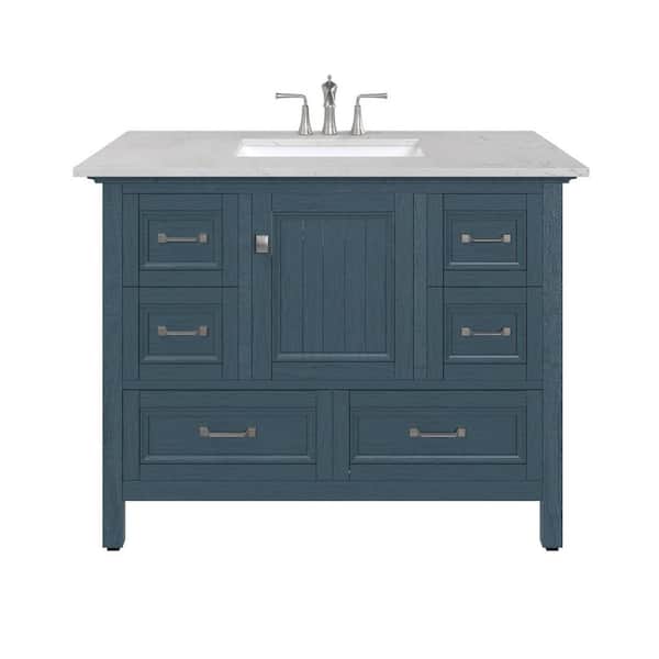 Eviva Britney 42 in. W x 22 in. D White Bathroom Vanity with Carrara Quartz Top and Undermount Sink