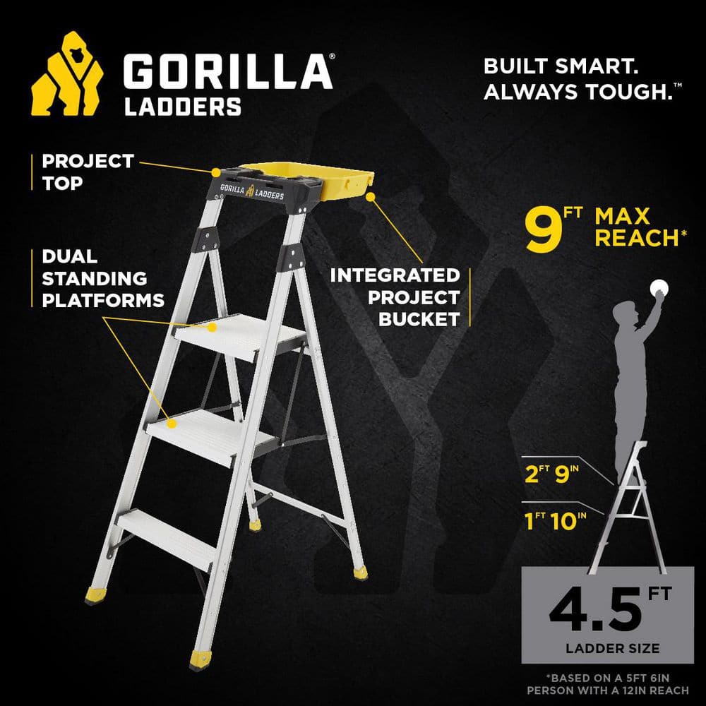 Aluminum Dual Platform Step Ladder 4.5ft - rated 4.8668 stars from 503 reviews