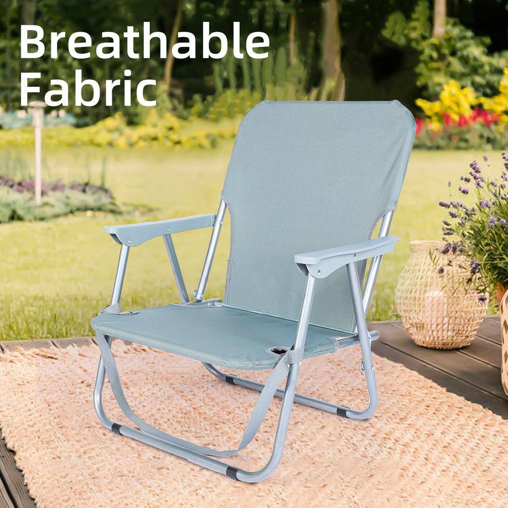 Hot Seller 1-Pack Grey Portable Heavy-Duty Beach Chairs Fabric and ...