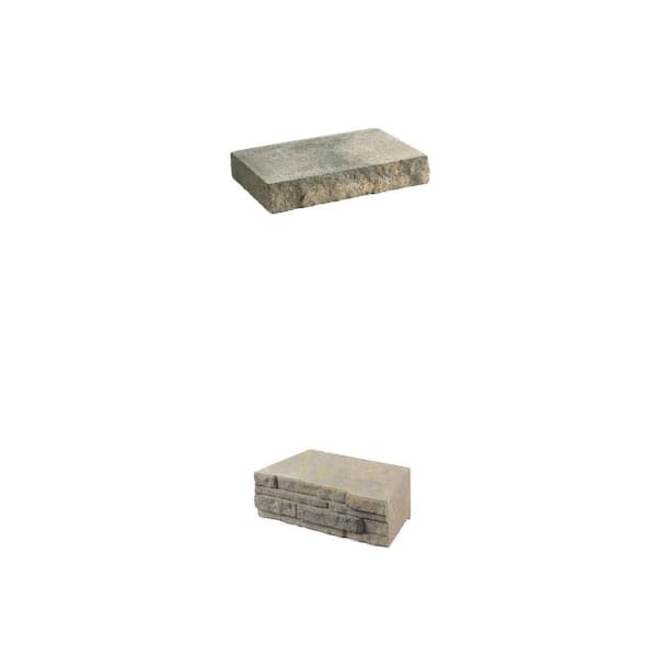 12 in. x 2 in. x 8 in. Tan Charcoal Concrete Wall Cap (80-Piece) and 12 in. x 4 in. x 7 in. Wall Block (140-Piece)