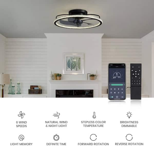 FANNEHONNE 20'' Ceiling Fans with Lights and Remote, Low Profile