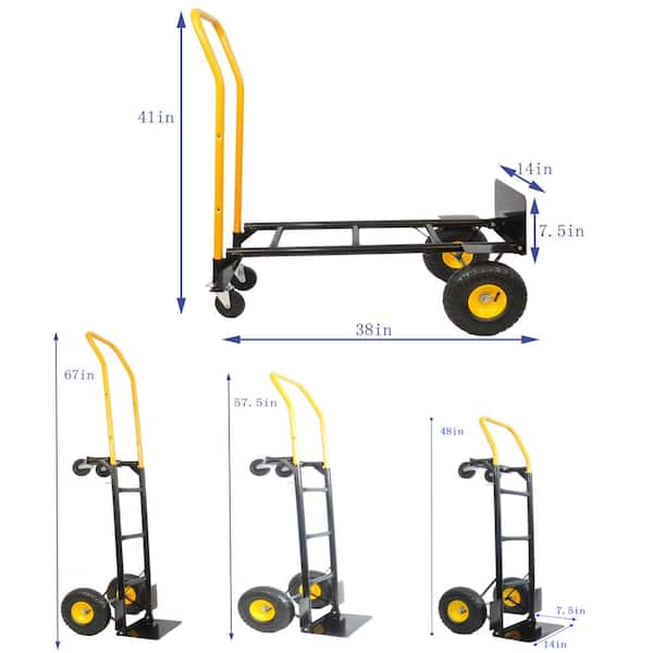 2.31 cu. ft. Metal Garden Cart Hand Truck with 4 Wheels, 330