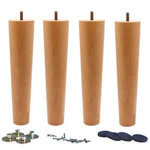 10 in. Straight Round Solid Wood Replacement Furniture Wood Legs for Sofa, Coffee Table, Loveseat and Ottoman (4-Pack)