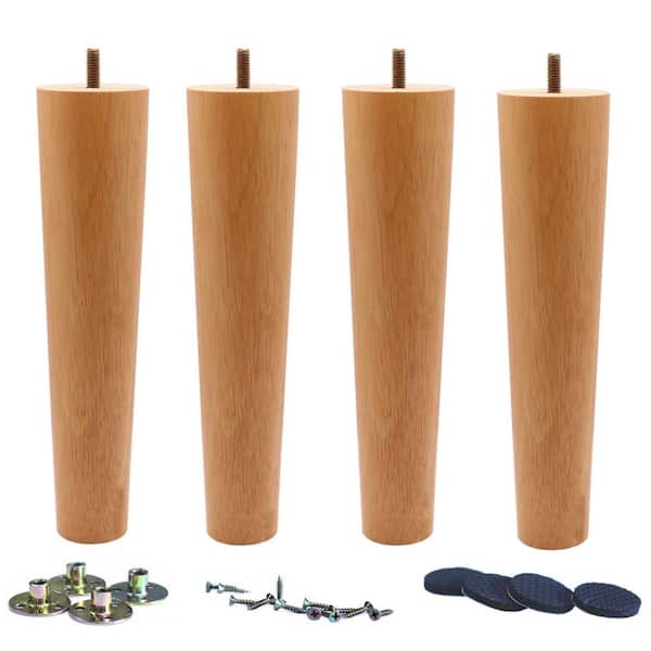 Angel Sar 10 in. Straight Round Solid Wood Replacement Furniture Wood Legs for Sofa, Coffee Table, Loveseat and Ottoman (4-Pack)