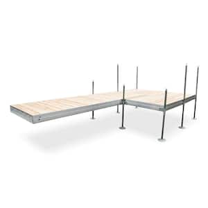 16 ft. L-Style with 8 ft. x 8 ft. Platform Section Aluminum Frame with Cedar Decking Complete Dock Package for Boat Dock
