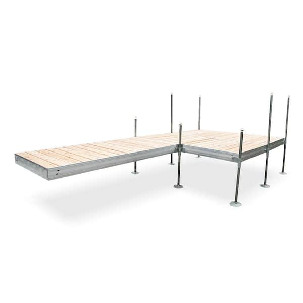 Tommy Docks 16 ft. L-Style with 8 ft. x 8 ft. Platform Section Aluminum Frame with Cedar Decking Complete Dock Package for Boat Dock