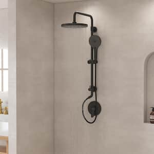 2-Spray Patterns 10 in. Wall Mount Handheld Shower Head 1.8 GPM Shower Faucet in Matte Black