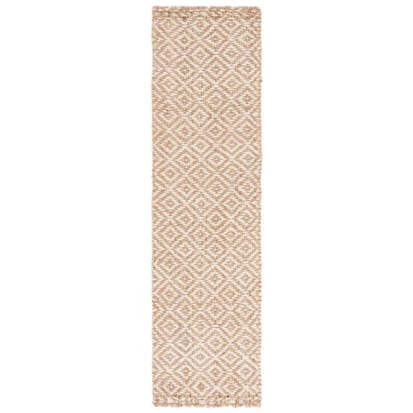 SAFAVIEH Martha Stewart Ivory/Natural 2 ft. x 8 ft. Border Concentric Diamond Runner Rug