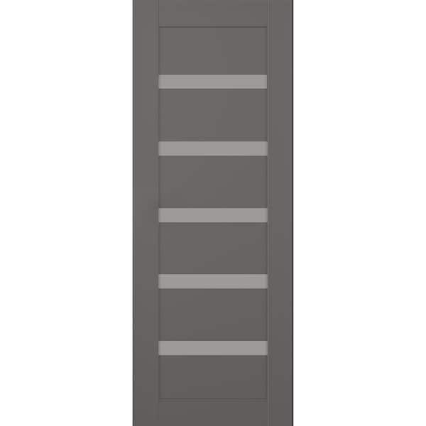 Belldinni Leora 24 in. W. x 96 in. No Bore 7-Lite Frosted Glass Gray Matte Solid Composite Core Wood Interior Door Slab