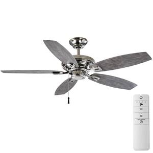North Pond 52 in. Polished Nickel Smart Ceiling Fan with Remote Control Works with Google Assistant and Alexa
