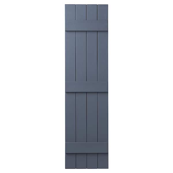 Ply Gem 15 in. x 55 in. Polypropylene 4-Board Closed Board and Batten Shutters Pair in Blue