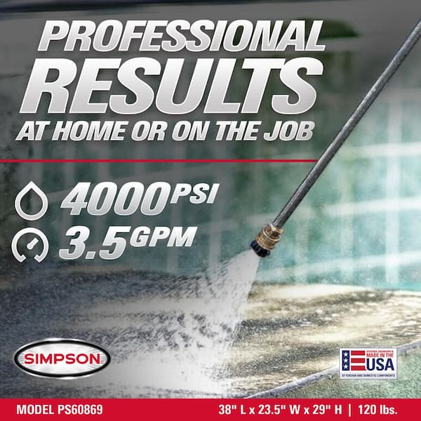 4000 PSI 3.5 GPM Gas Pressure Washer, Honda GX270 Engine, AAA Triplex Pump Heavy-Duty Cold Water Commercial Power Washer