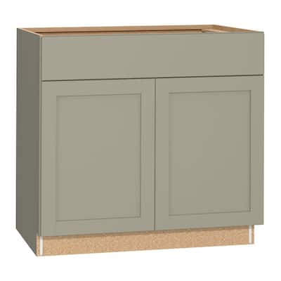 Hampton Bay Westfield Dusk Gray Shaker Stock Assembled Sink Base Kitchen Cabinet (36 in. W x 23.75 in. D x 35 in. H) F12SB36B