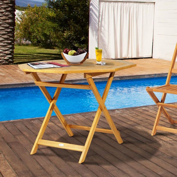 Outsunny 39 in. Wood Octagon Folding Bisto Outdoor Dining Table 
