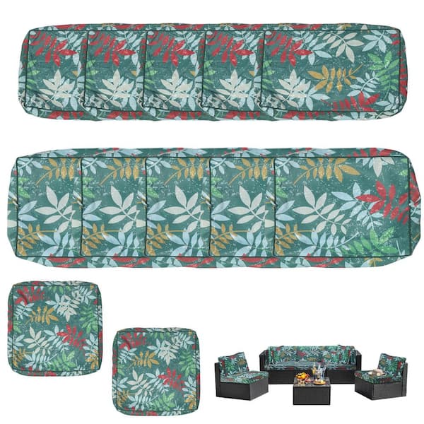 YLLN 12-Piece Patio Cushion Covers Replacement with Zipper, Waterproof Sectional Sofa Set for Outdoor Cushions Flower Color