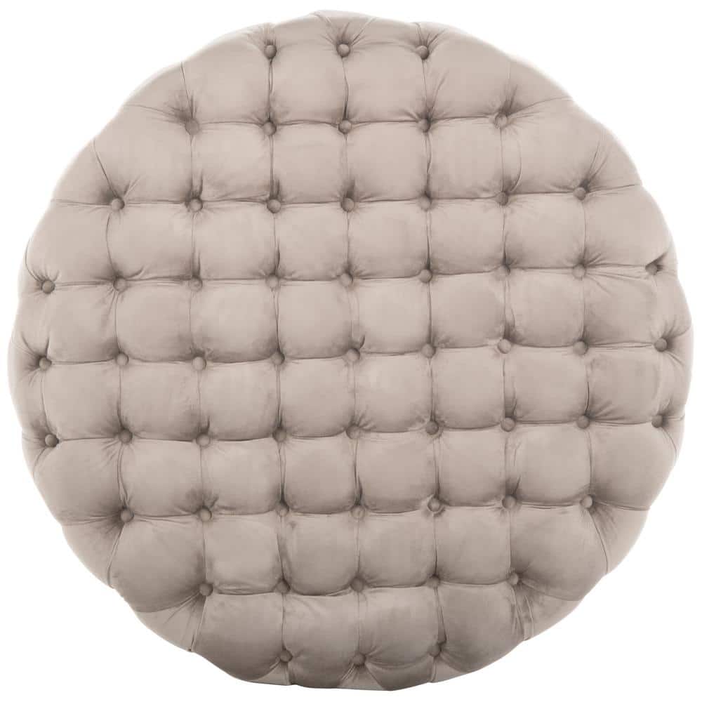 Charlene 39" Gray Tufted Round Cotton Ottoman