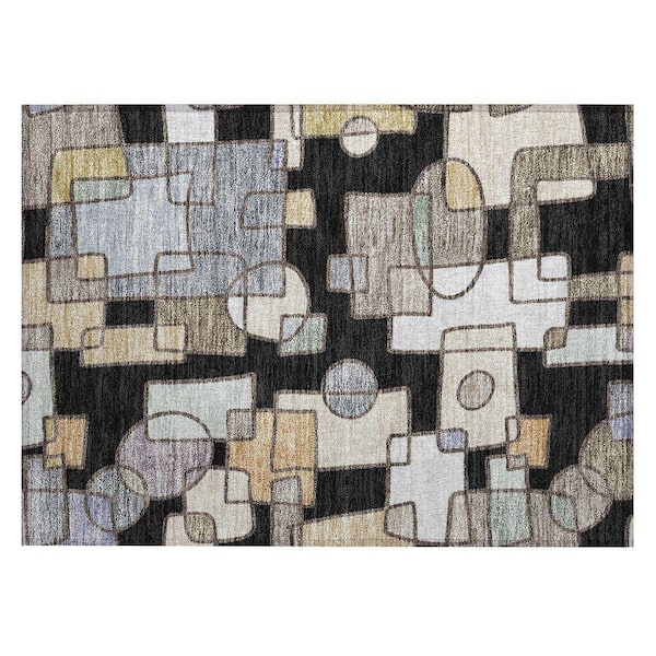 Chantille Machine Washable Indoor/Outdoor Abstract ACN2503 Black 2 ft. x 3 ft. Accent Rug