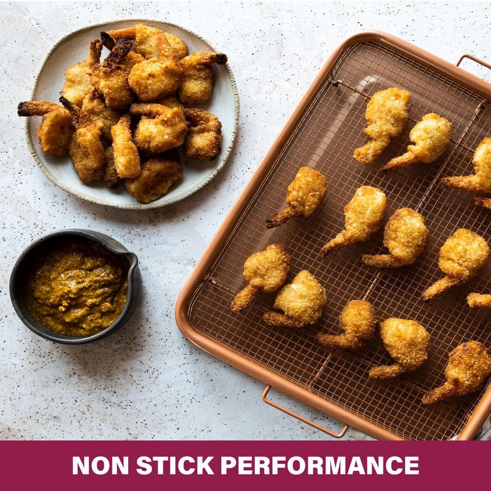 Gotham Steel Copper Nonstick Air Fryer Crisper Tray Set