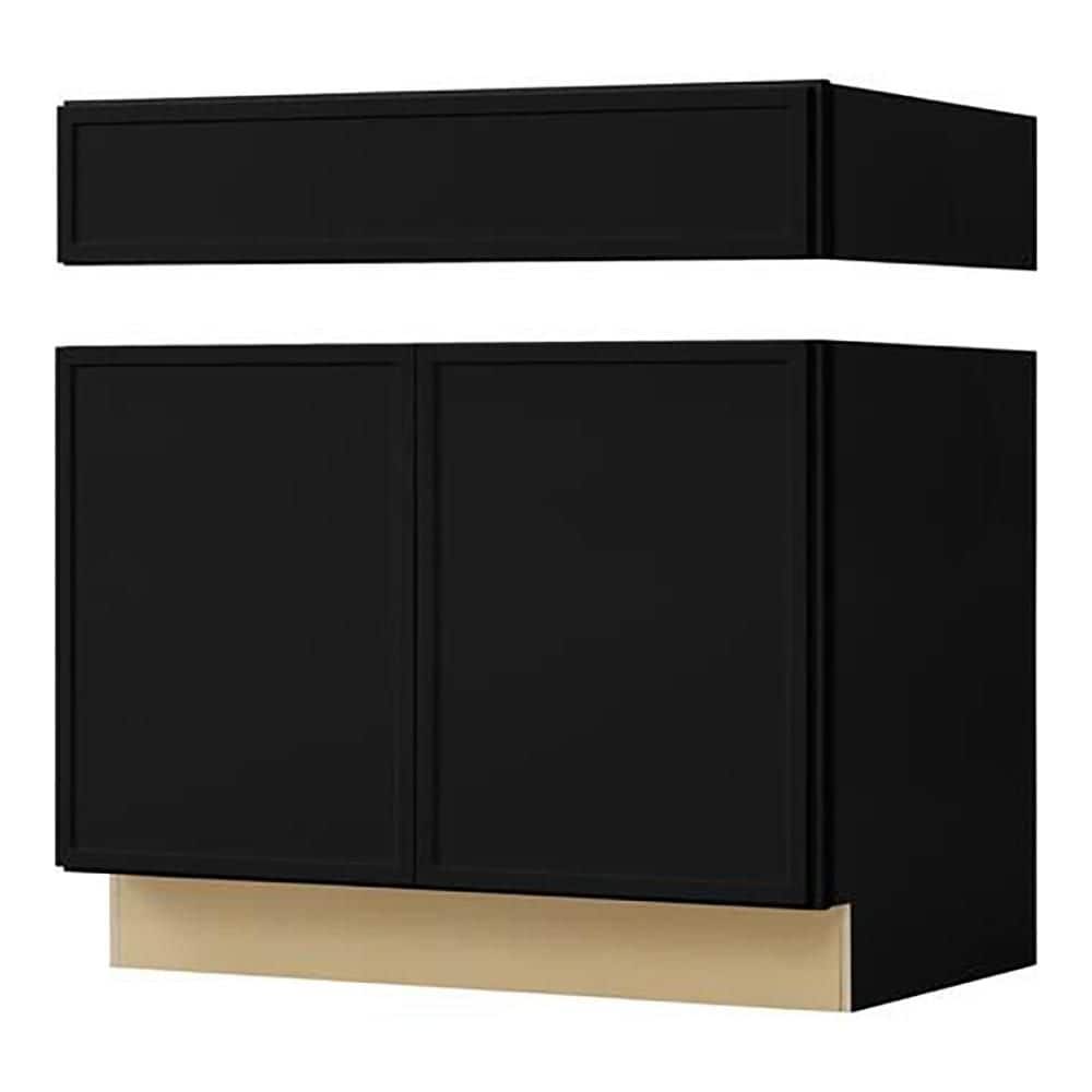Leyton 36 in. W x 24 in. D x 34.5 in. H Ready to Assemble Plywood Slim Shaker Sink Base Kitchen Cabinet in Raven Black price history on PriceWatchPro