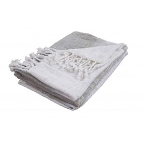 Charlie Gray and White Woven look Cotton Throw Blanket