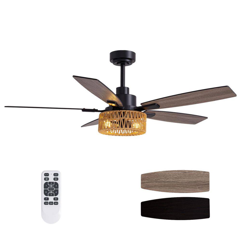 46 Inch Boho Black Farmhouse Caged Ceiling Fan with Lights Remote for Dining Room Bedroom Living Room Patio Indoor price history on PriceWatchPro