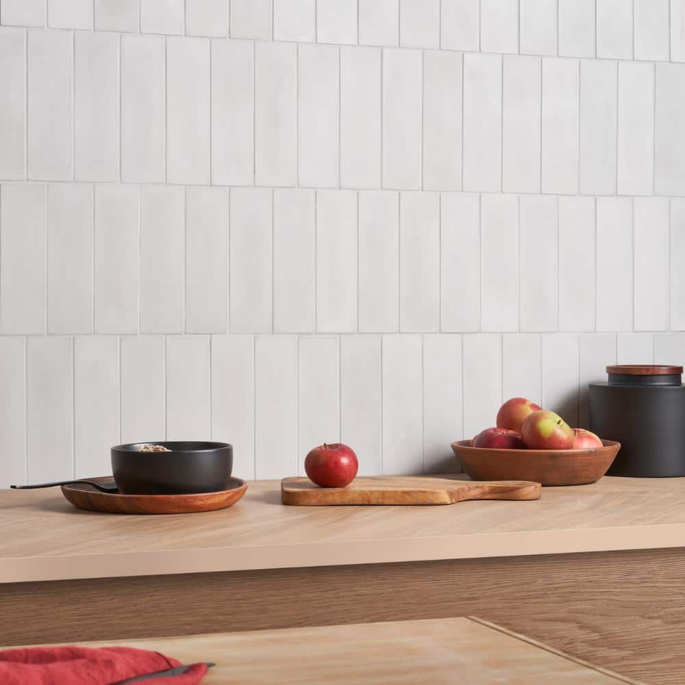 Mist Gray Matte Cement Rectangular Wall Tile 2" x 8"