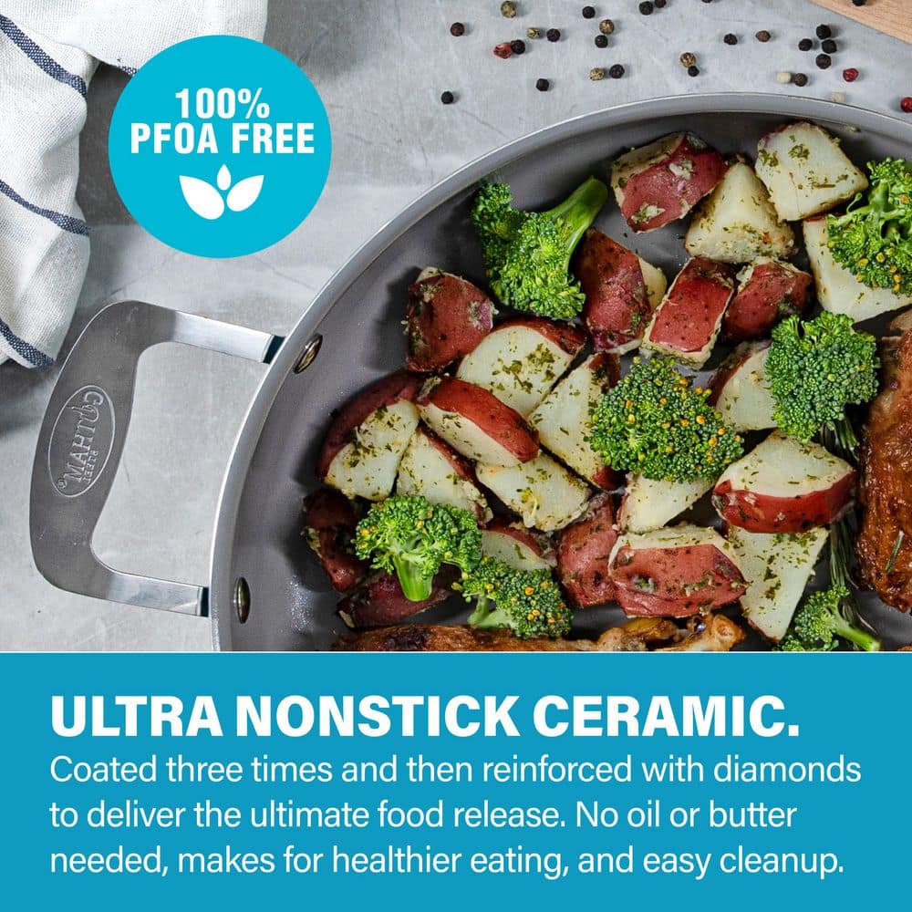 Aqua Blue Aluminum 5 QT Nonstick Stock Pot with Glass Lid