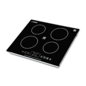 220V 24 in. 220V 4-Elements Smooth Top Surface Built-In Induction Cooktop 7400W in Black with 9-Level Power Boost