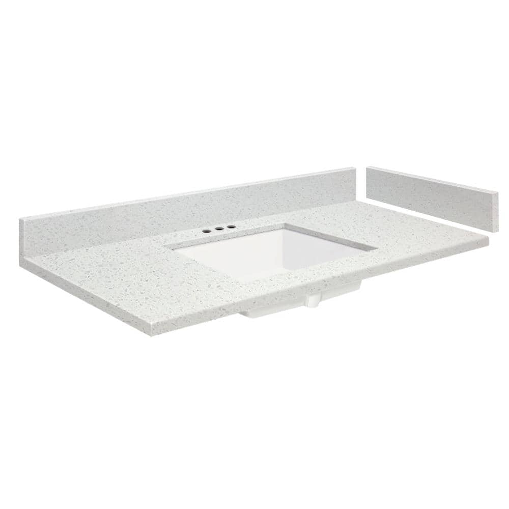 Milan White 25.25'' Quartz Single Bathroom Vanity Top with Sink