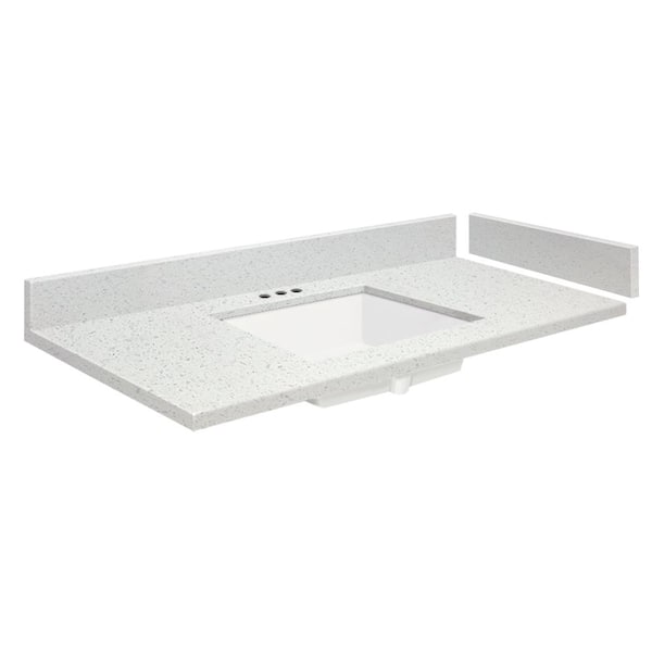 Transolid 36.75 in. W x 22.25 in. D Quartz Vanity Top in Milan White with 4 in. Centerset