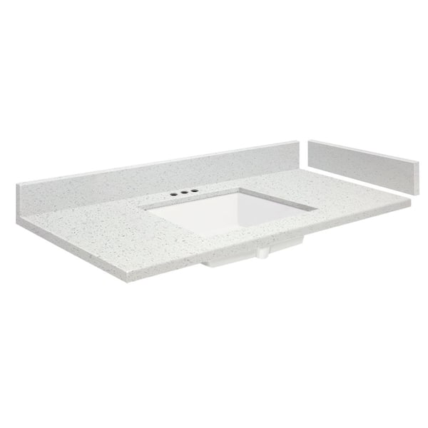 Transolid 58.5 in. W x 22.25 in. D Quartz Vanity Top in Milan White with 4 in. Centerset