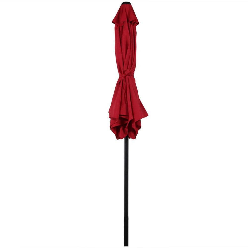 7.5' Red Aluminum Market Patio Umbrella with Tilt and Crank