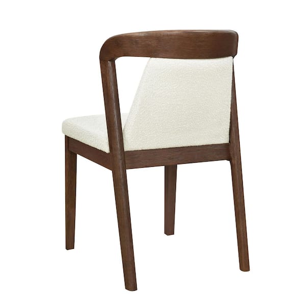 Harper & Bright Designs Walnut and Camel Solid Rubber Wood Fabric
