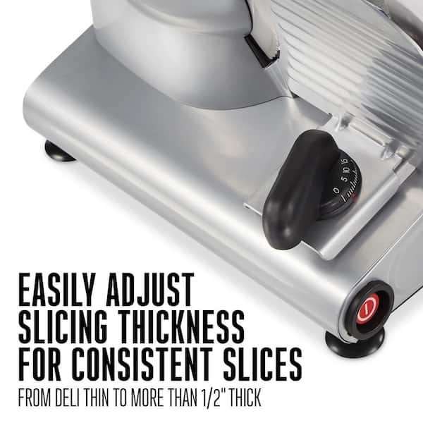 VEVOR Electric Food Slicer 10 in. Commercial Vegetable Slicer Adjustable  Thickness Slicer Machine with Stainless Steel Blade DDSYSCQPJMC7JI9B7V1 -  The Home Depot