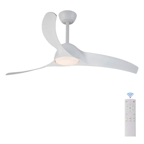 C Cattleya 52 in. 3-Blades White Dimmable Changeable 3000K/4000K/5000K LED Indoor Ceiling Fan with Remote Included