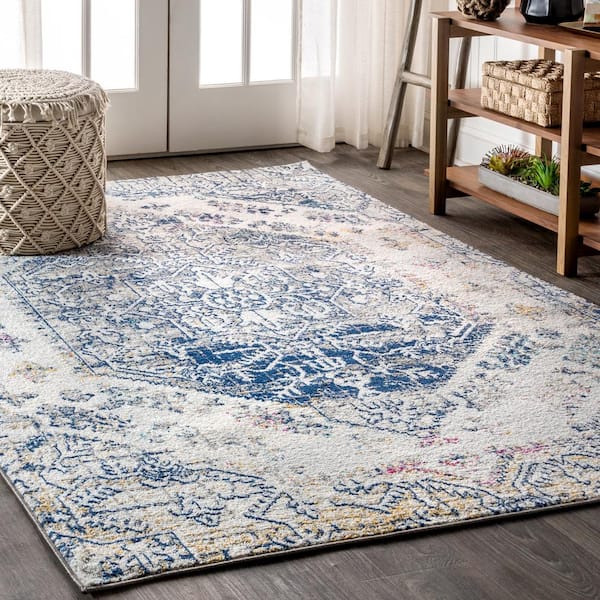 JONATHAN Y Modern Persian Boho Vintage Cream/Blue 3 ft. x 5 ft. Area Rug