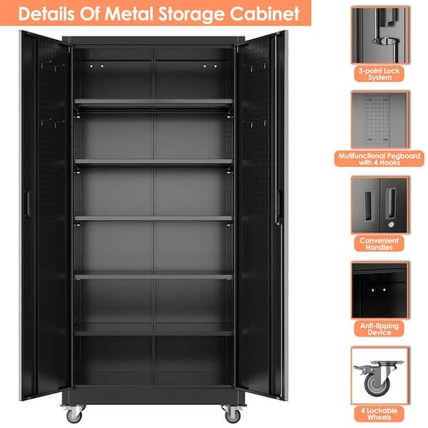 Hephastu 71 in. H x 34 in. W x 18 in. D Metal Garage Storage