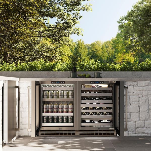 Touchstone 24 in. Dual Zone 44-Bottle Wine Cooler with Glass Door in Stainless Steel