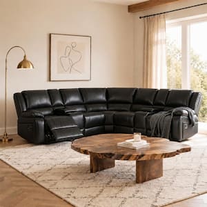 Lazzara Austin 118 in. Straight Arm 3-piece Faux Leather Reclining