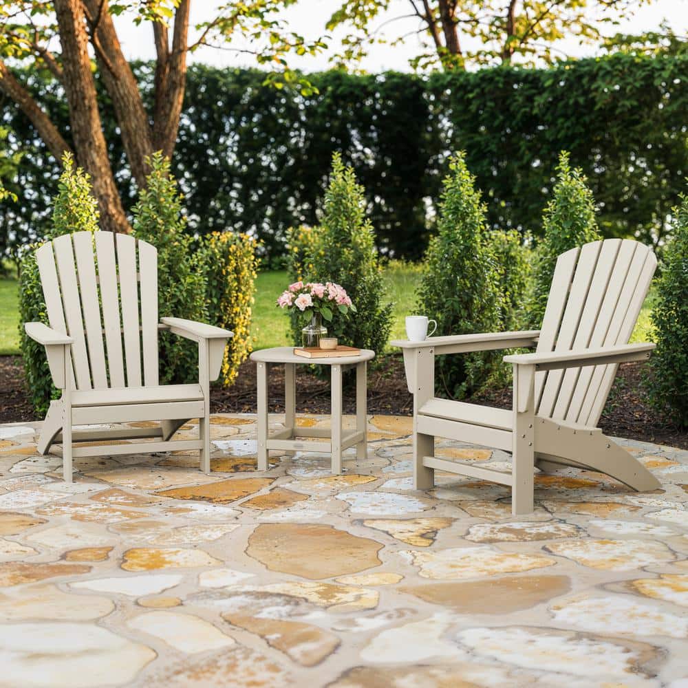POLYWOOD Grant Park Sand 3-Piece Plastic Traditional Curveback