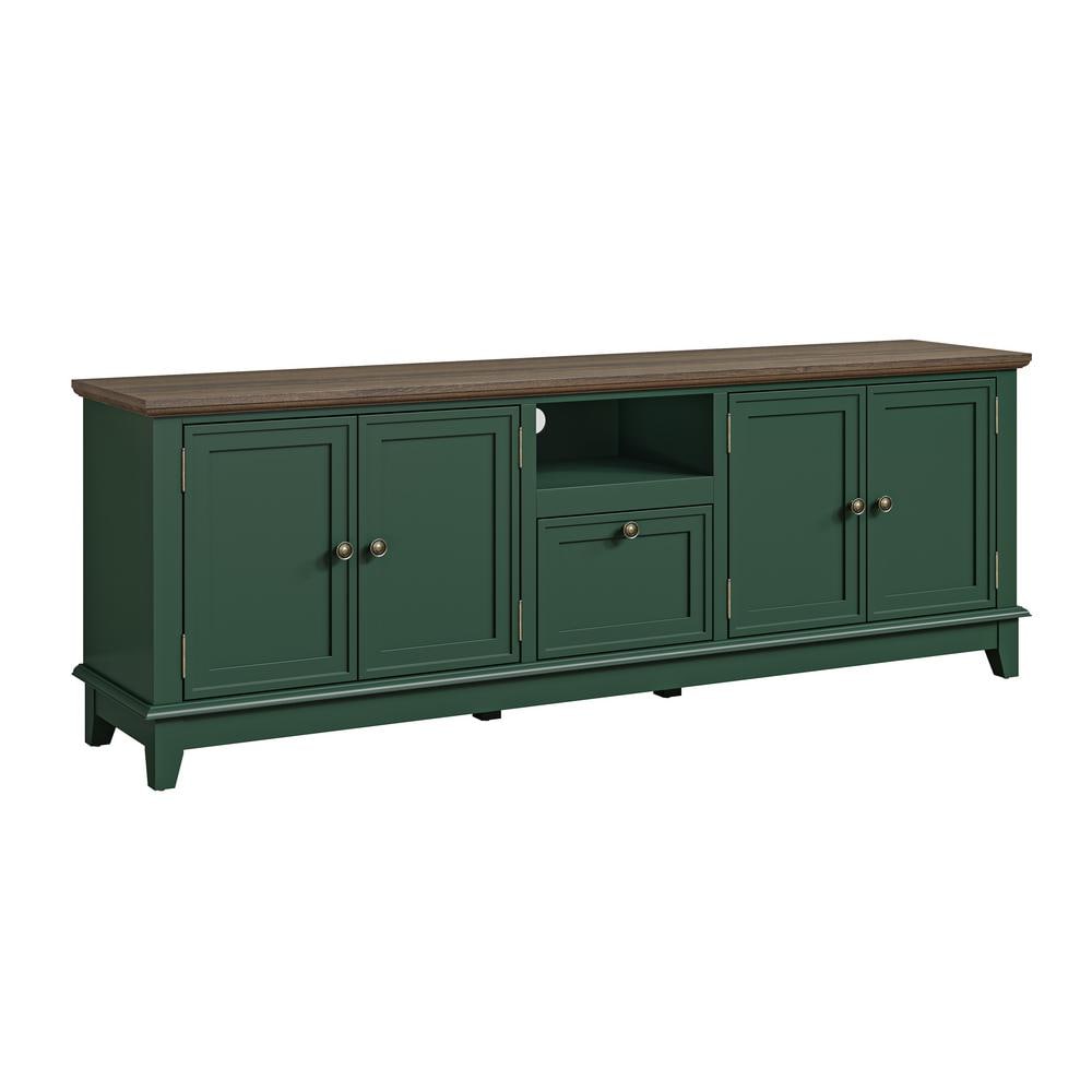 Festivo 72" Green Wood TV Stand with Hidden Drawer