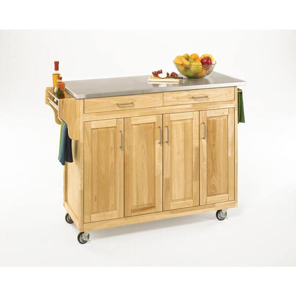 Create-a-Cart Natural 4 Door Cabinet Kitchen Cart with Stainless Steel Top by Home Styles