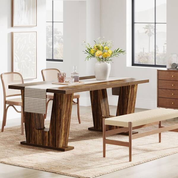 BYBLIGHT Roesler Farmhouse Brown Wood 62.9 in. W Rectangular BYBLIGHT Roesler Farmhouse Brown Wood 62.9 in. W Rectangular