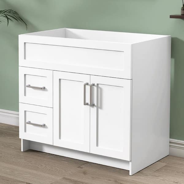 36 in. W x 21.5 in. D x 33.5 in. H Bath Vanity Cabinet without Top in White Dove MDF Bath Cabinet with Doors Unassembled
